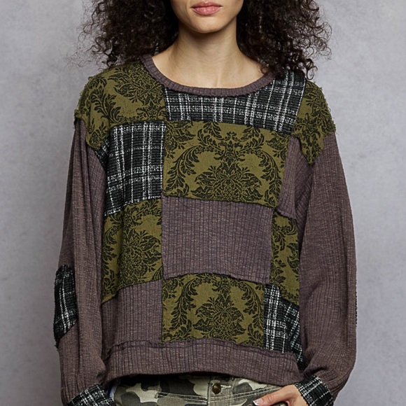 POL Tops - POL Patchwork Long Sleeve Top